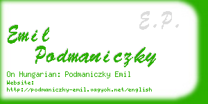 emil podmaniczky business card